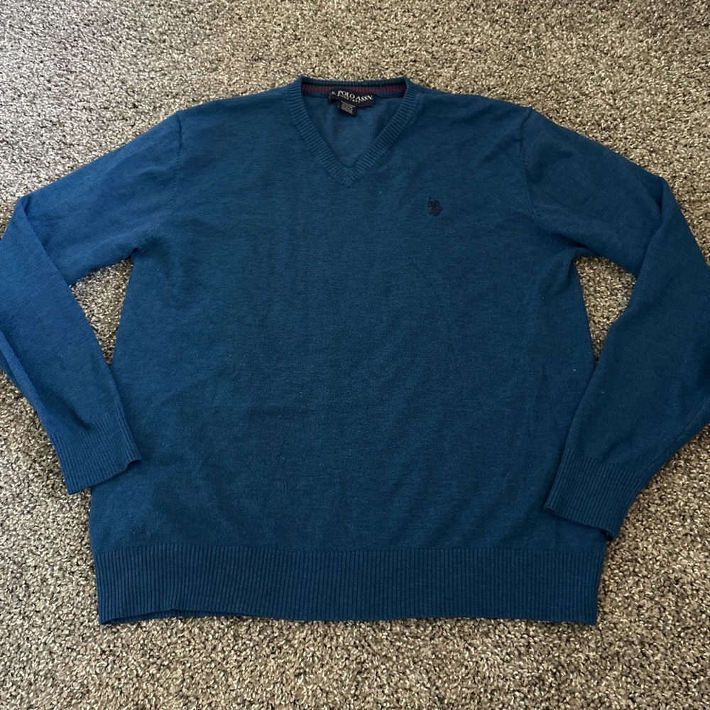 U.S. Polo Assn. Blue V-Neck Sweater for Men